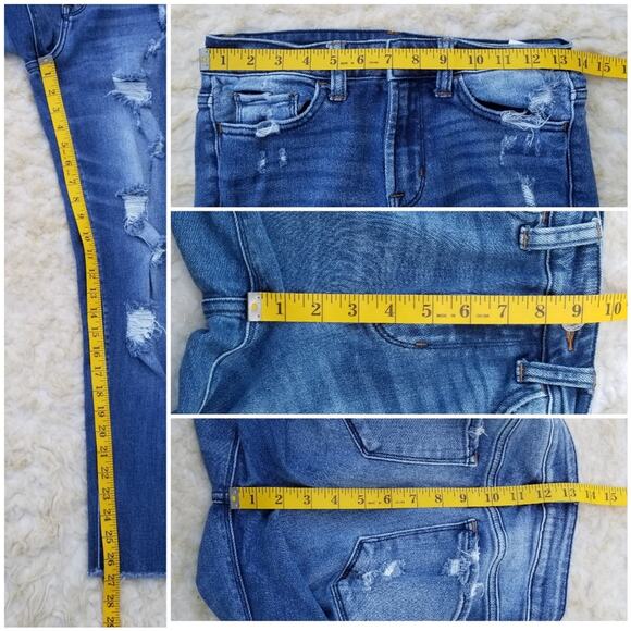 Distressed Skinny Jeans Vervet Blue Size 27 Stretch Denim Midrise Ankle Crop - Picture 5 of 9